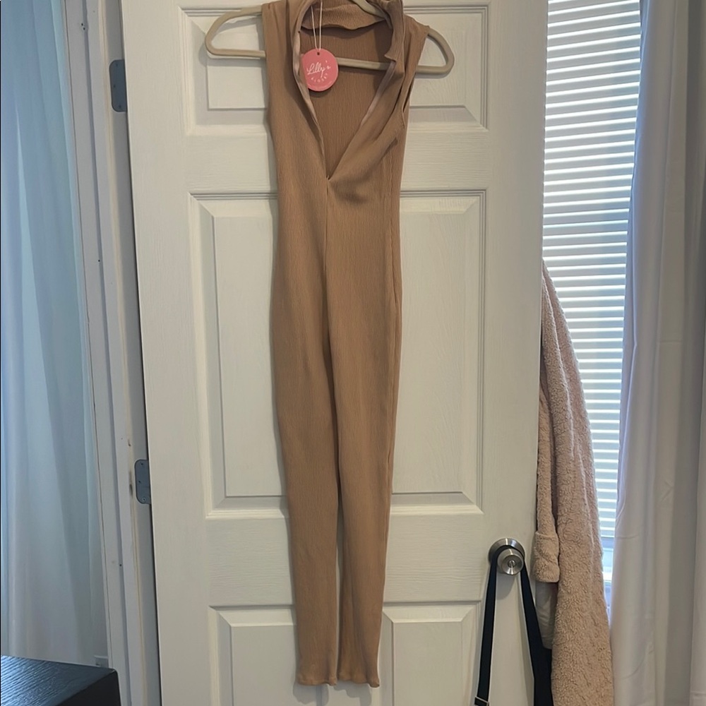 Tan Sleeveless Jumpsuit